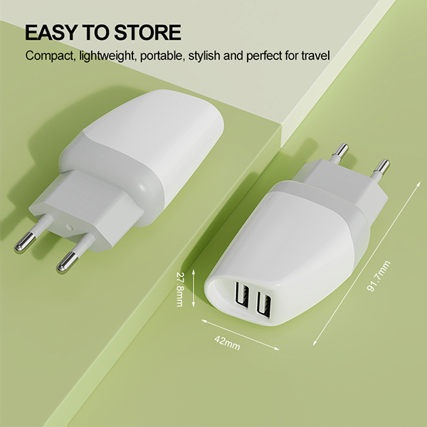 歐規(guī)雙USB旅行充電器-ST260